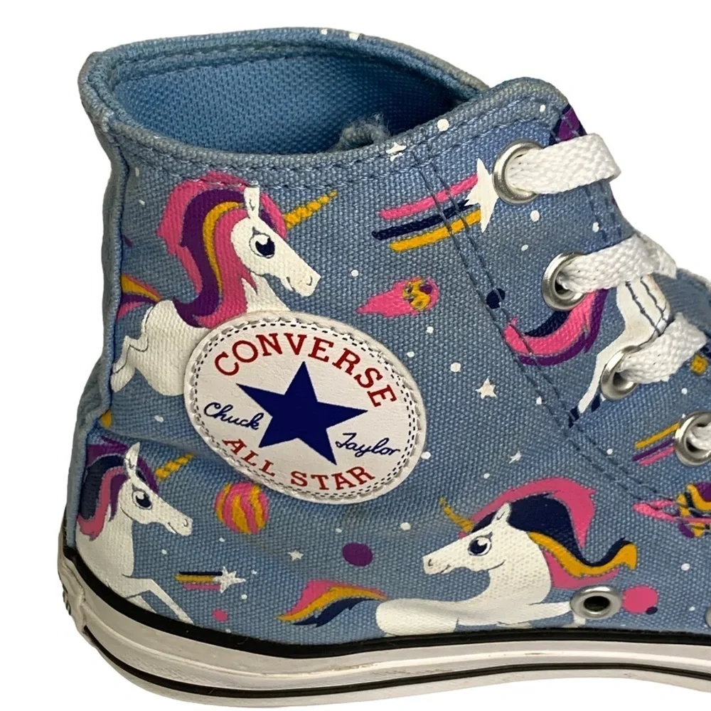 All Star Unicorn Converse Powder Blue High Top Girls Sneakers Size 3